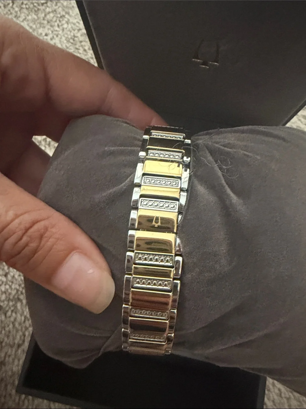 Bulova Two-Tone Silver and Gold Crystal Accent Women's Watch